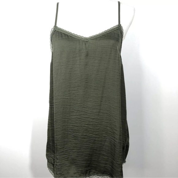 NWOT Who What Where Olive Green Satin Cami - Picture 1 of 7